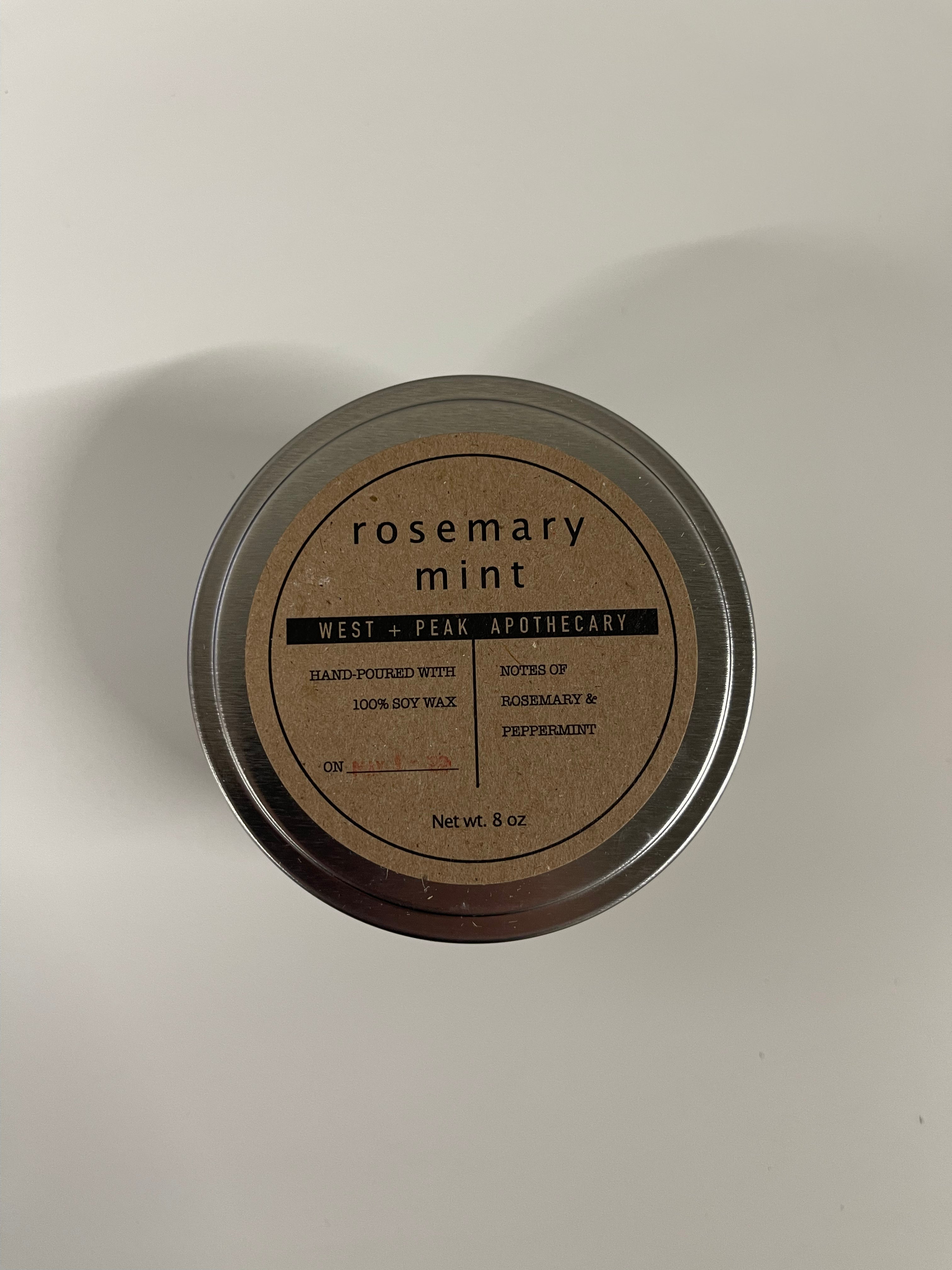 West & Peak Tin Candle - Rosemary Mint 8oz